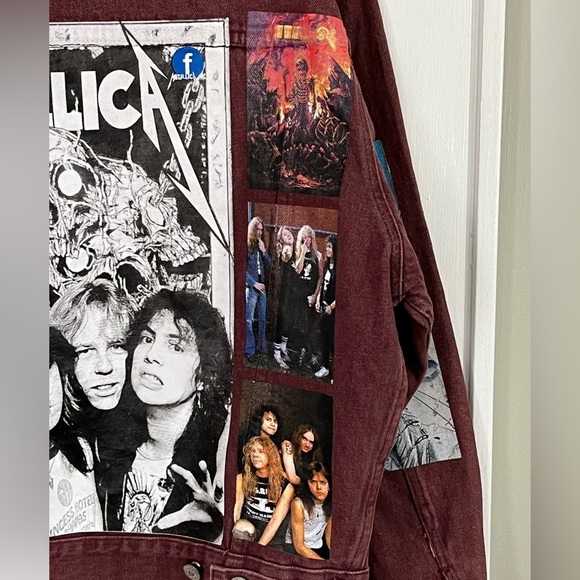 Metallica Pit Stop Brick Red Denim Jacket Adult M Heavy Metal Retro Streetwear - Picture 8 of 13
